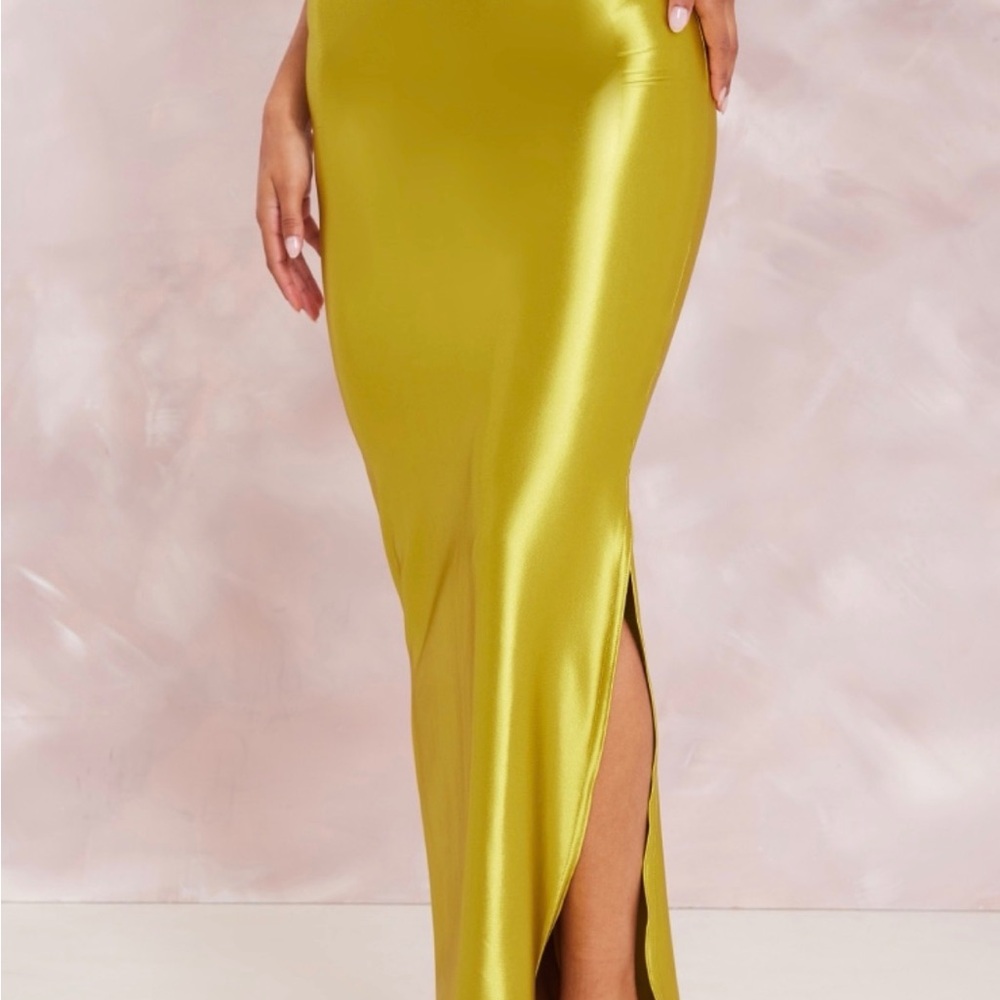 Zara Gold Satin Pencil Skirt